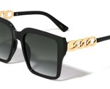 Dweebzilla Womens Oversized Square Gold Cuban Link Chain Luxury Sunglass... - £7.66 GBP