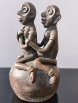 Artefact Pre-Columbian Male and Female Sitting on the Ball Jar Figurine ... - £52.45 GBP