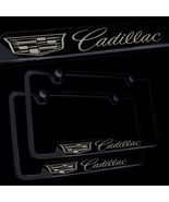 Brand New 2PCS Cadillac Black Stainless Steel License Plate Frame Offici... - £47.18 GBP