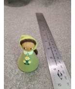 NINA NORWAY Hand painted Wooden Figurine Girl Doll Green &amp; Floral - £5.97 GBP