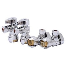 SharkBite 1/2 x 3/8 Inch Compression Angle Stop Valve, Pack of 4, Quarter Turn, - $52.64