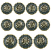 11 Piece Antiqued Bronze Metal Blazer Button Set - Crown Lion- For Blaze... - $18.32