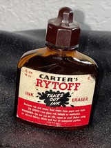 Vintage Carter&#39;s RYTOFF Ink Eraser Amber Glass Bottle 25% Full 1/2 Oz USA - £6.01 GBP