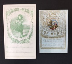 Lot of 2 Victorian Reward of Merit Trade Cards 1880s - £10.39 GBP