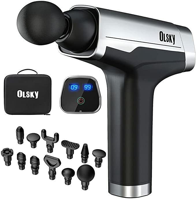 Massage Gun Deep Tissue Body Massager Vibrating Percussion 9 Speeds + 12 Heads