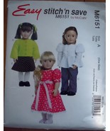 Easy McCall’s Stich N Save American Girl Type Doll Size 18” #M6151 - $2.99