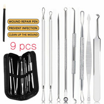 8 Pcs/Set Blackhead Extractor Comedone Acne Spot Popper Pimple Remover Tool Kit - £13.34 GBP