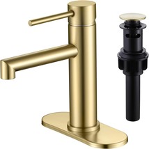 Brushed Gold Bathroom Faucet Single Hole,Waterfall Vanity Sink Faucet Wi... - £50.05 GBP