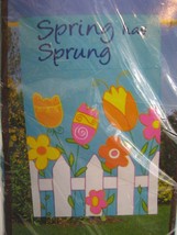 Spring Has Sprung Decorative Nylon Flag 28&quot; x 39&quot; Kohls Floral Tulips Blue - £14.49 GBP