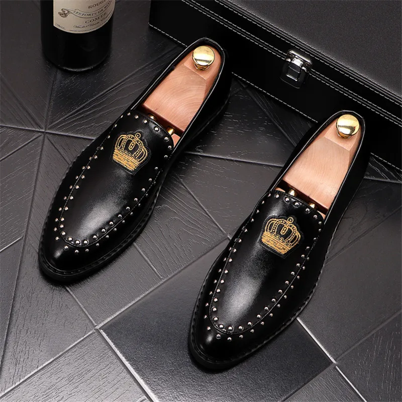 New  Royal Style Men Handmade Embroidery Crow Pattern Exotic Designer Loafers Fa - £192.45 GBP