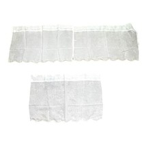 Set Of 3 Vintage Lace Floral Curtain Valances Scalloped Lace Cottagecore 28”X25” - £22.09 GBP