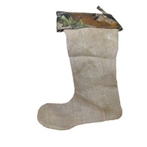 Camo Burlap Christmas Stocking 16x11 Mainstreet Collection Holiday New No Tags - $10.24