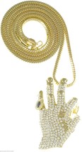 ALL IN Necklace New Rhinestone Hand Pendant with 36 Inch Franco Style Chain   - £27.21 GBP