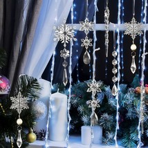 18pcs Crystal Christmas Acrylic Snowflake Icicle Ornaments for Decoration - £15.43 GBP