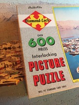 Vintage 50s Warren Diamond Lock Picture Puzzle- #600 "Lake Mead Marina"  image 3
