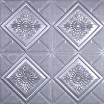 Dundee Deco PJ2224 Dark Silver Stylized Flowers in Diamonds 3D Wall Panel, Peel  - £10.05 GBP+