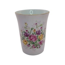 Vintage LEFTON Pink Floral Vanity Cup Glass Hand Painted porcelain 8182 - £14.62 GBP
