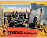 Multiview The Windy City Chicago Illinois IL UNP Unused Linen Postcard I15 - $2.92