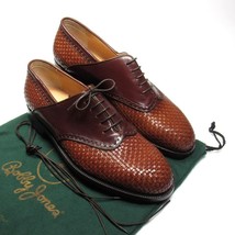 Bobby Jones Men&#39;s Golf Shoes Woven Calfskin Saddle/Brown Italy Size 10 M - £439.56 GBP