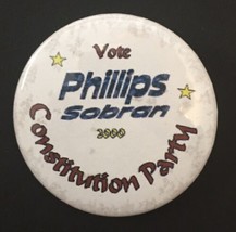 Constitution Party Phillips Sobran 2000 jugate 2.25” Campaign pinback bu... - £7.84 GBP