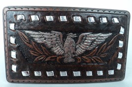 Vintage Bald Eagle Clutching Olive Branches Brass Belt Buckle - £15.16 GBP