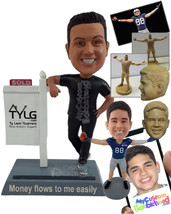 Personalized Bobblehead Casual young guy real state agent wearing a round neck t - £72.11 GBP
