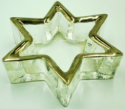 HOLIDAY GLASS VOTIVE CANDLE HOLDER STAR OF DAVID CHANUKKAH - $8.00