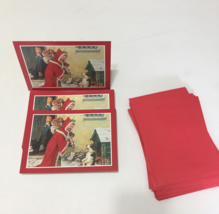 Christmas vintage unused  greeting cards girl giving dog a bone for Chri... - $19.75