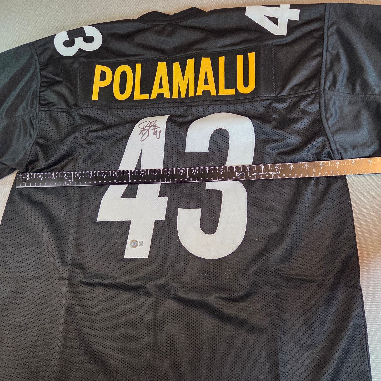 Troy Polamalu #43 Autographed Custom Steelers Jersey Beckett W754188 XL Item image 6