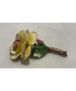 Porcelain Capodimonte yellow Rose Flower - $384.78 MXN