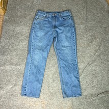 Carhartt Mens Jeans 34x30 Blue Denim Pant Straight Workwear Logo Casual ... - $24.98