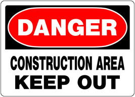 Danger Construction Area Keep Out Warning Metal Sign 10&quot; X 14&quot; Hillman 842054 - £22.62 GBP