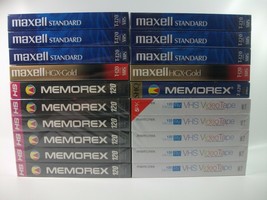 Mixed Lot of 20 New Sealed T-120 6 Hour Blank VHS Cassette Tapes Maxell Memorex - $75.32