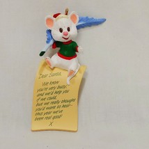 Mouse Dear Santa Letter Quill Pen  Ornament 1994 Hallmark 3&quot; - £12.45 GBP