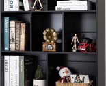 Black Bookshelf, 3 Tier Modern Bookcase With Legs, Bookshelves Wood, Off... - £101.85 GBP
