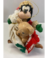 Disney Paper Mache Goofy Christmas Santa Bag Toys Ornament Vintage - $40.69 CAD