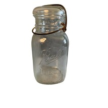 Ball Ideal Glass Square Quart Mason Canning Jars Wire Bail Vintage - $10.88