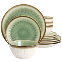 Gibson Elite Mayfair Bay 12 Piece Stoneware Dinnerware Set in Green - $2,805.14 MXN