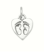 Sterling Silver Heart Charm with Baby Footprints - €20,30 EUR