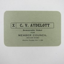 Political Campaign Election Card Richmond Indiana C.V. Aydelott Vintage 1939 - £22.42 GBP