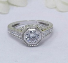 2Ct Round Cut VVS1 Diamant Art Déco Bague de Fiançailles Femme Or Blanc 14K... - £78.43 GBP