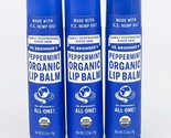 Dr Bronners USDA Organic Peppermint Lip Balm Pack of 3 New Factory Sealed - $16.40