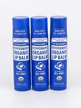 Dr Bronners USDA Organic Peppermint Lip Balm Pack of 3 New Factory Sealed - £13.10 GBP