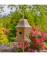 Copper Finish Metal Garden Birdhouse with Stake and Pole - $4,589.19 MXN