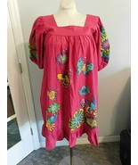 RAMONA RULL Vintage Mid-Century Red Kaftan Bohemian Dress Puff Sleeve Em... - £118.48 GBP
