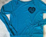 Victoria&#39;s Secret PINK Teal logo &quot;Love Pink&quot; Sweater SIZE Medium wide neck - $24.09