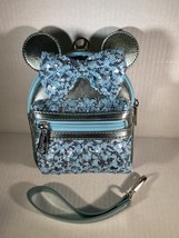 Loungefly Disney Parks Frozen Arendelle Aqua Sequin Wristlet Mini Backpack - £39.34 GBP