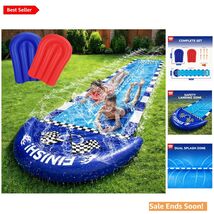 Giant Race Car Water Slide for Kids with Sprinkler Blue 20Ft Backyard Fun - $77.17