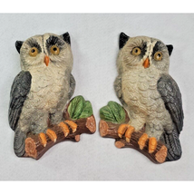 Chalkware Owls Set of 2 Wall Decor Birds Vintage MCM Hand Painted 7-8 inch - $24.74