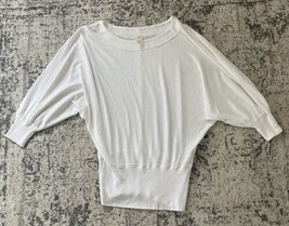 We The Free Small White Waffle Knit Dolman Sleeve Batwing Blouson Oversized Top - £14.86 GBP